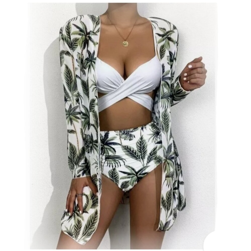 3 Piece Palm Swim Bikini Set